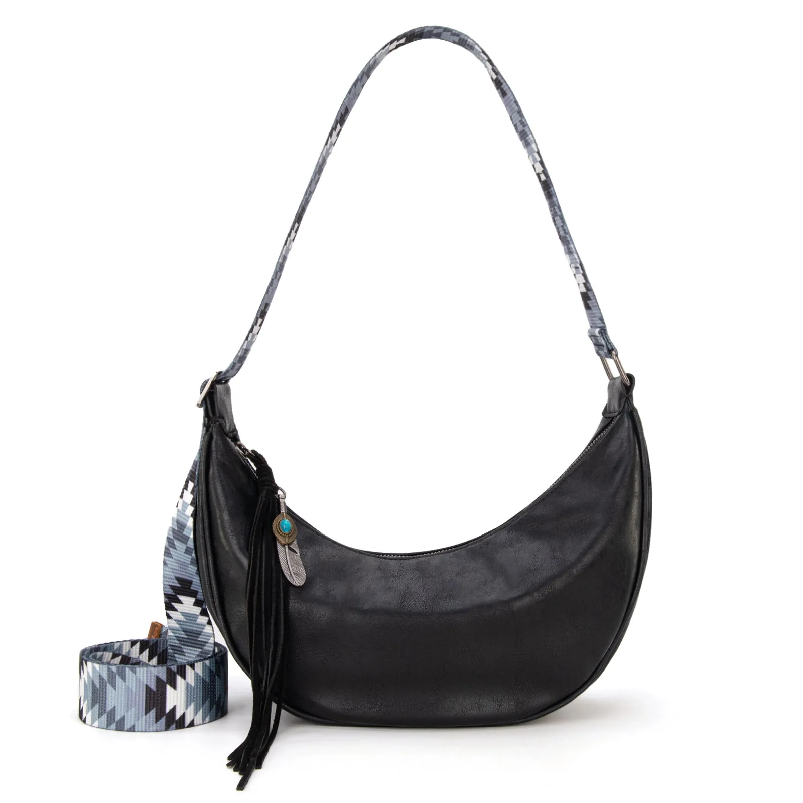 MW1284-8366  Montana West Crescent Crossbody Bag -Black