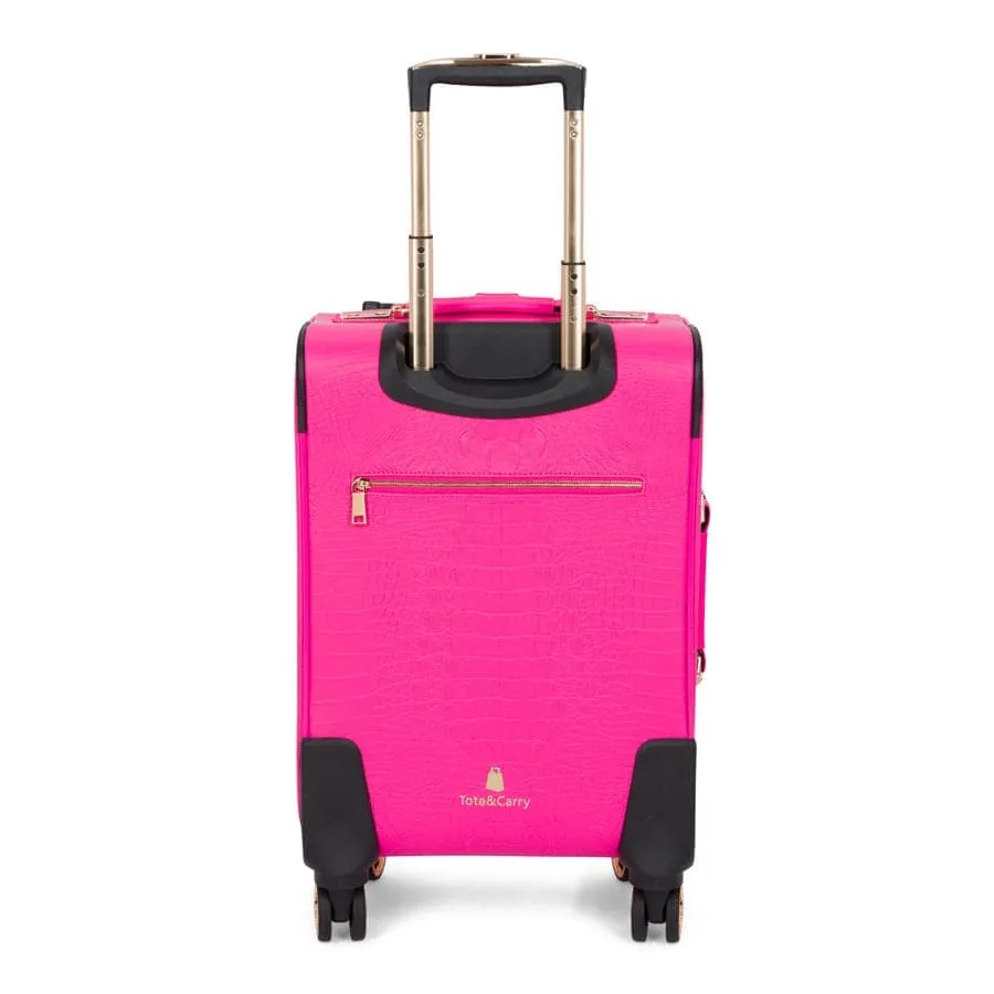 Neon Pink Apollo 2 Faux Crocodile Skin 2 Piece Suitcases