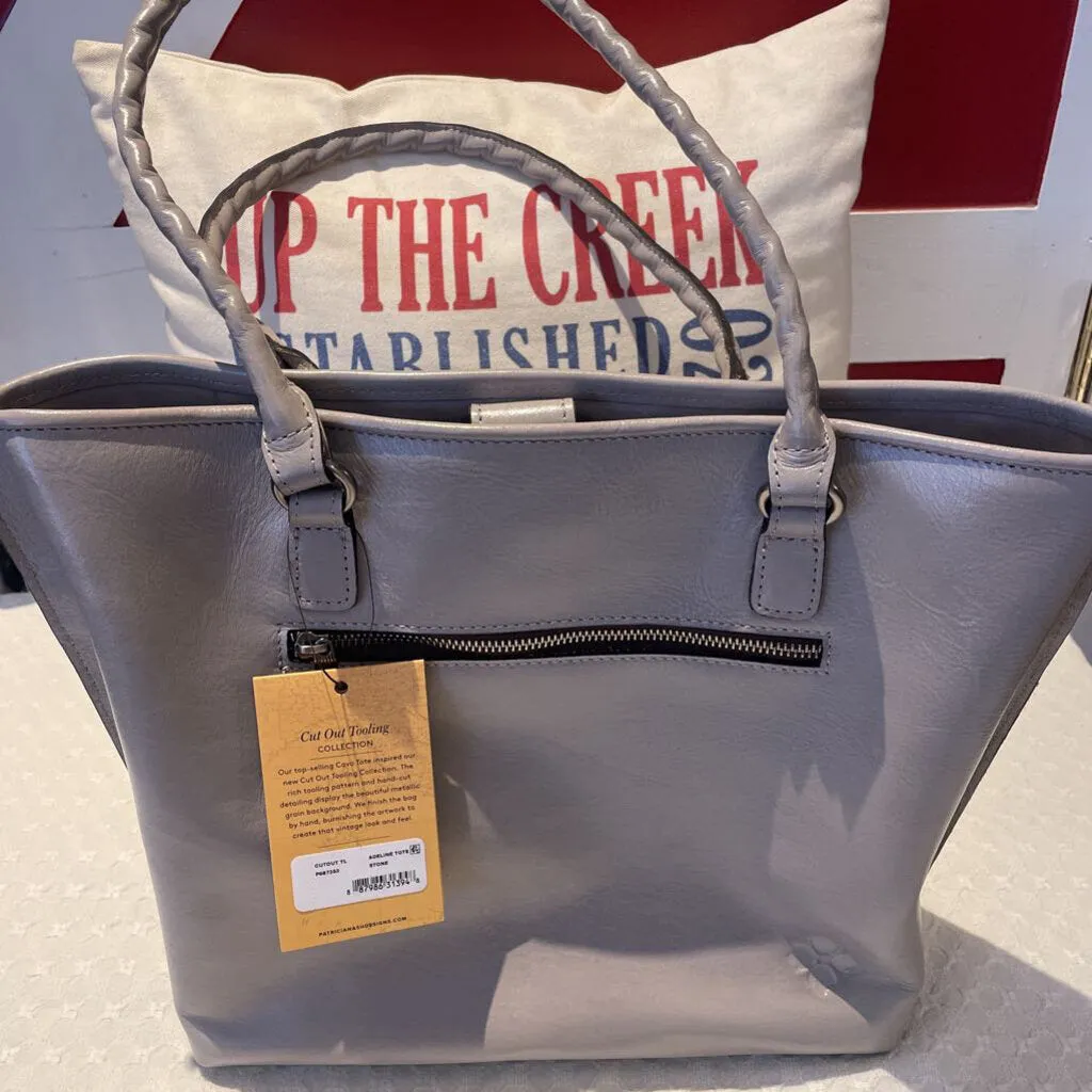 NWT Patricia Nash Adeline Tooled Cutout Cavo Silver/Grey Tote