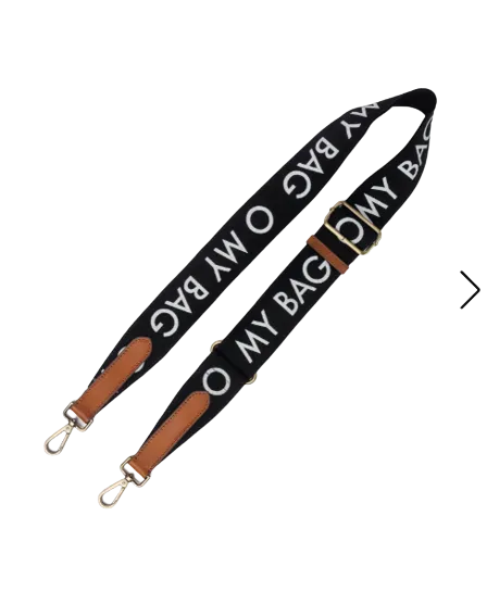 O My Bag - Black/Cognac Canvas Logo Strap Long