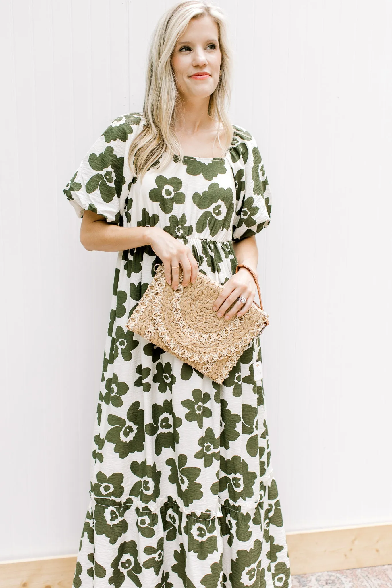 Olive Flowers Dress