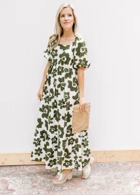 Olive Flowers Dress