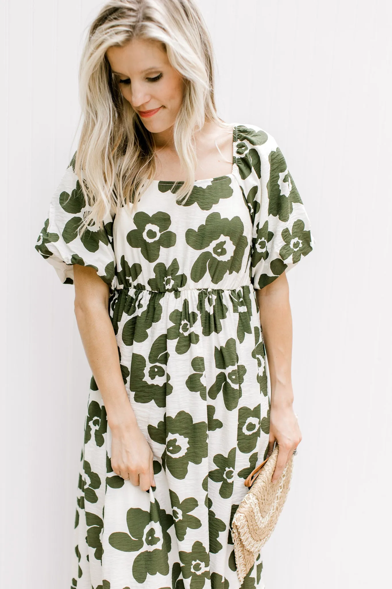 Olive Flowers Dress