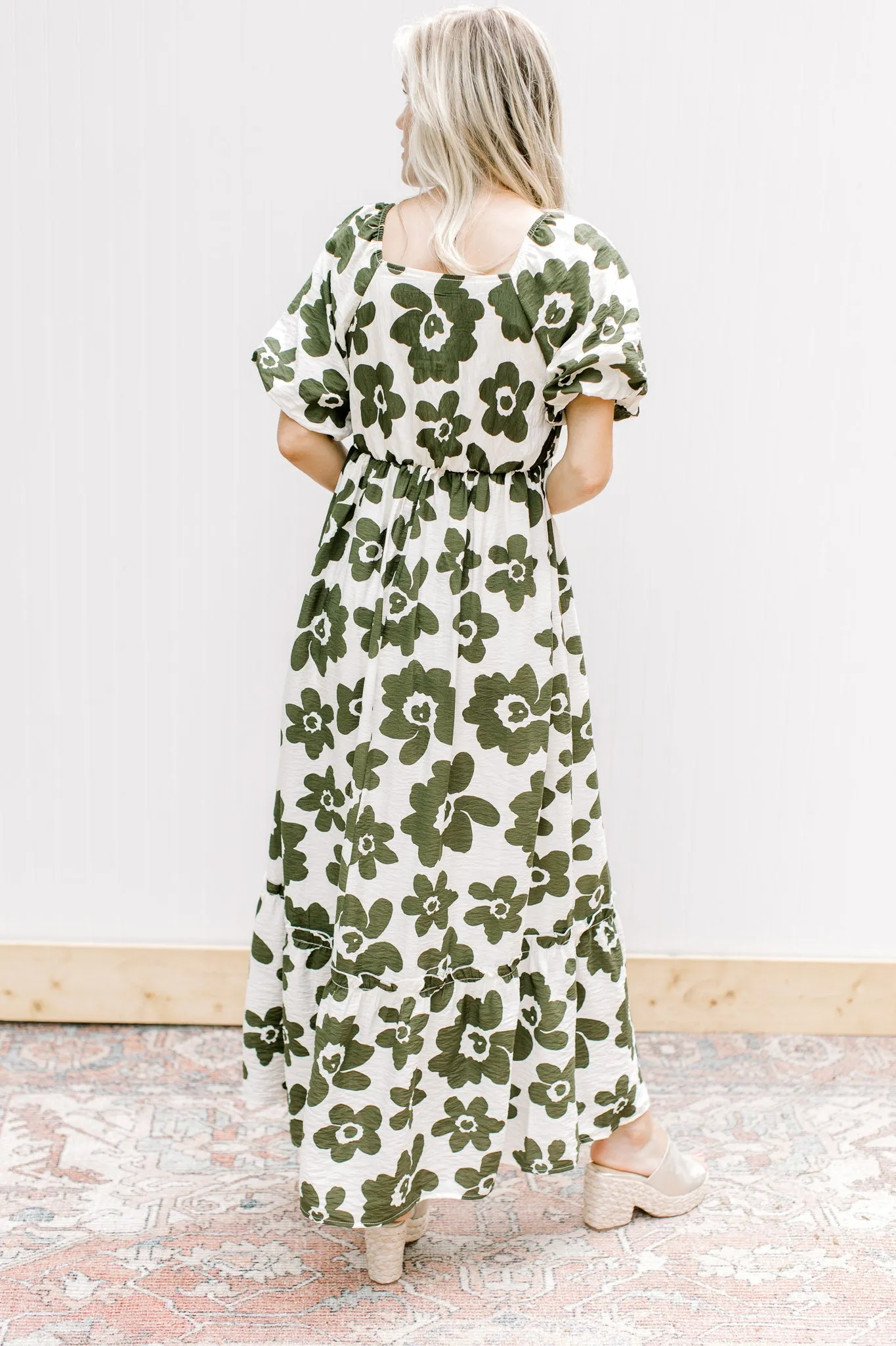 Olive Flowers Dress