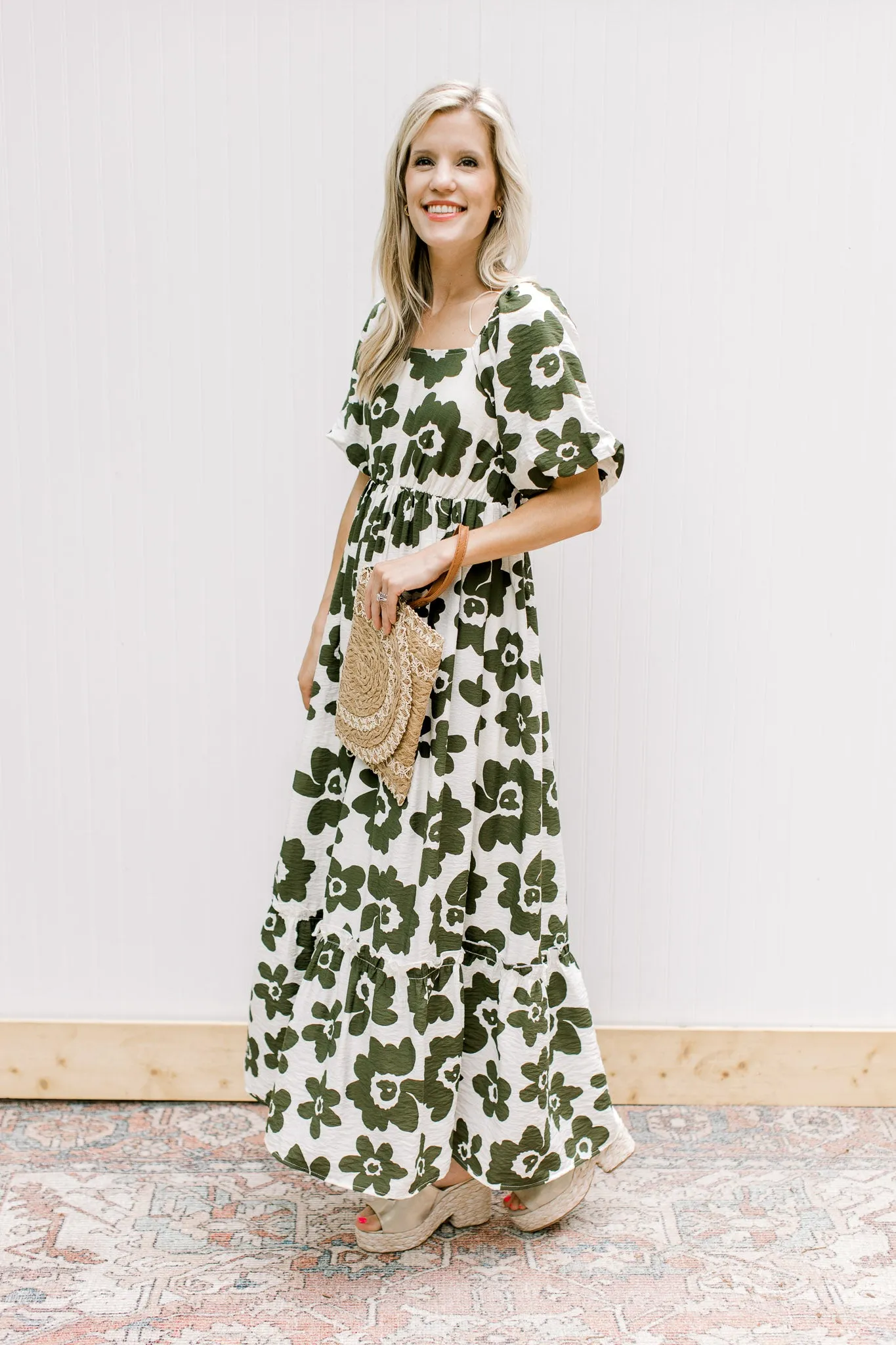 Olive Flowers Dress