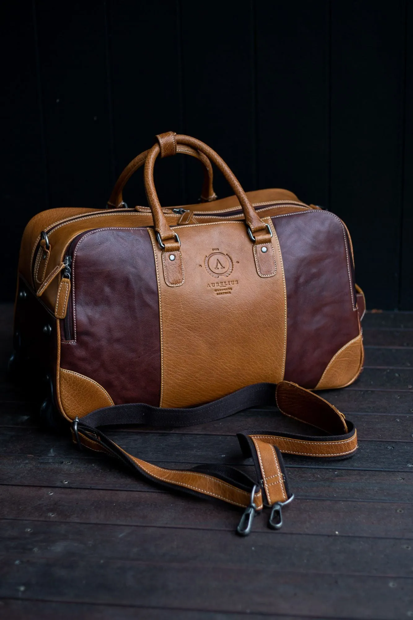 Oxford Leather Roller Overnight Bag