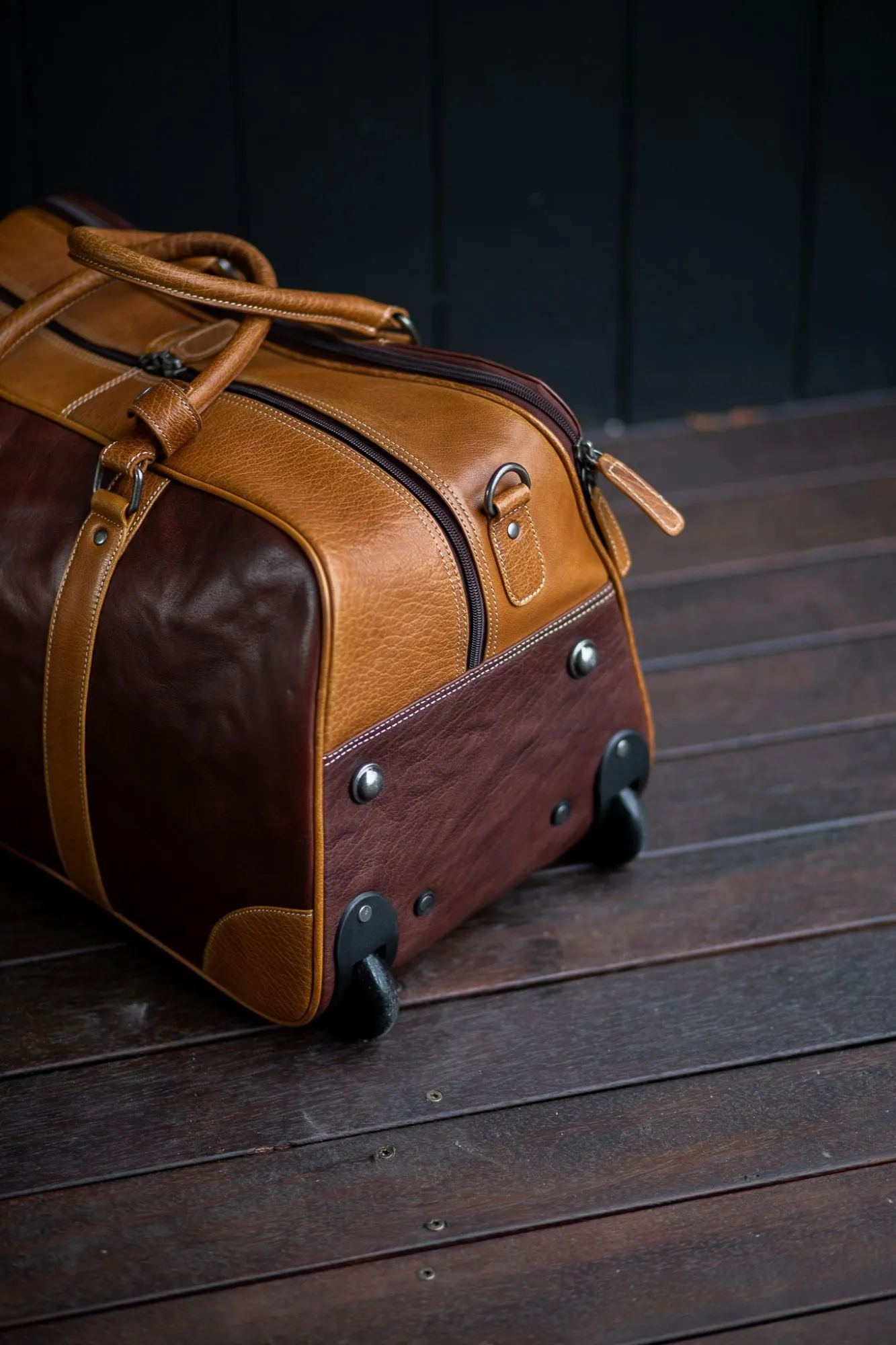 Oxford Leather Roller Overnight Bag