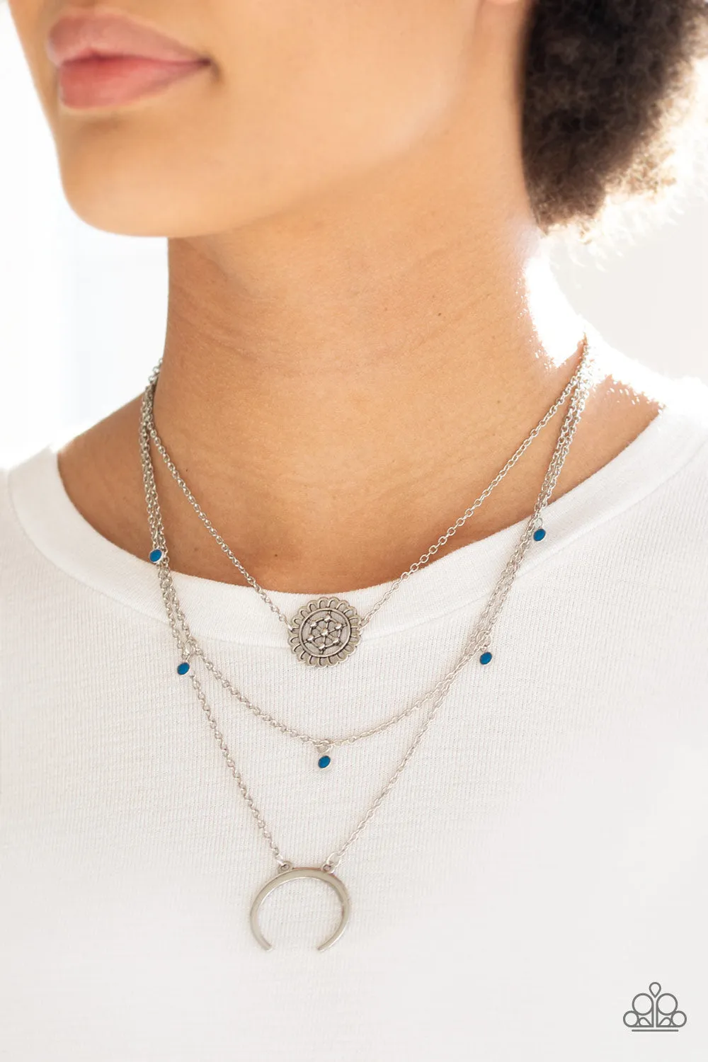 Paparazzi Lunar Lotus - Blue Necklace