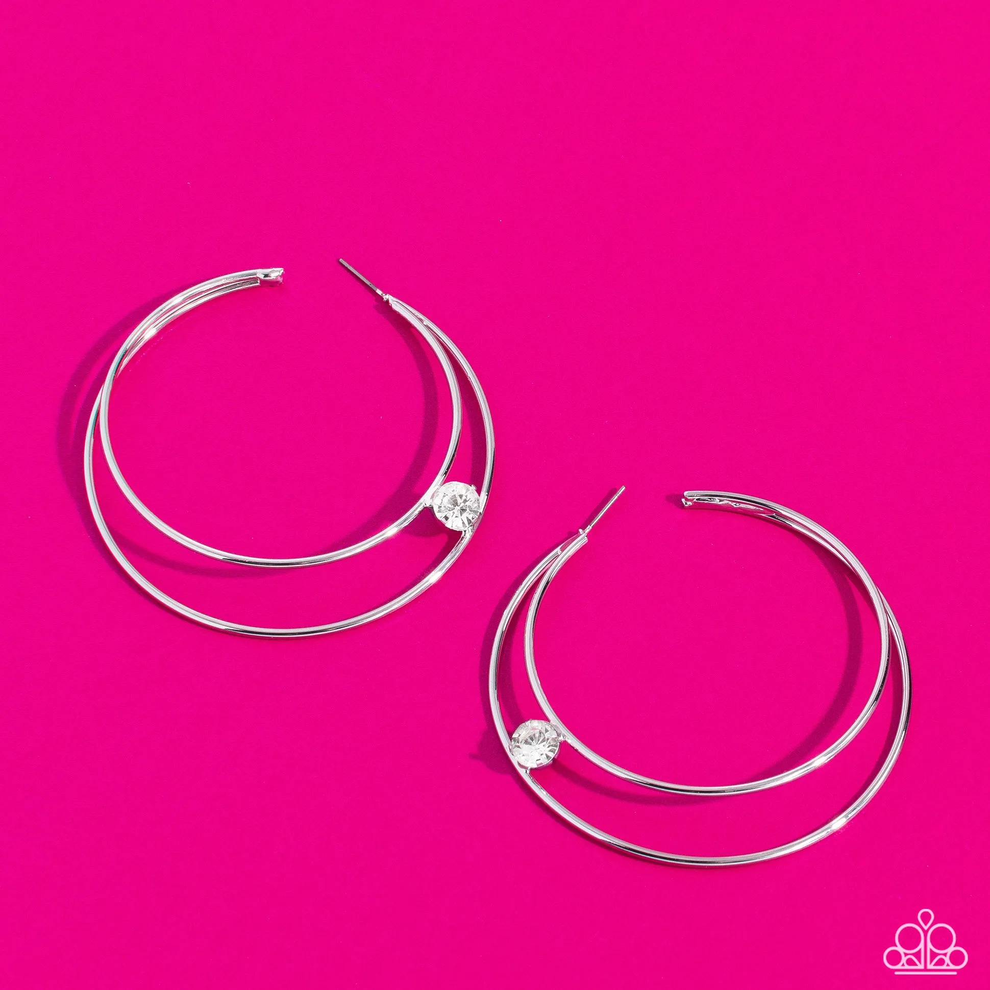 Paparazzi Theater HOOP - White Earrings