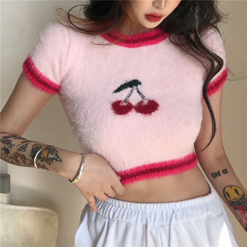 Plush Cherry Crop Top AD210172