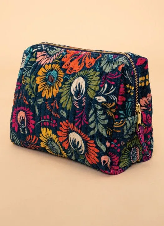 Powder - Quilted Velvet Wash Bag - Ink