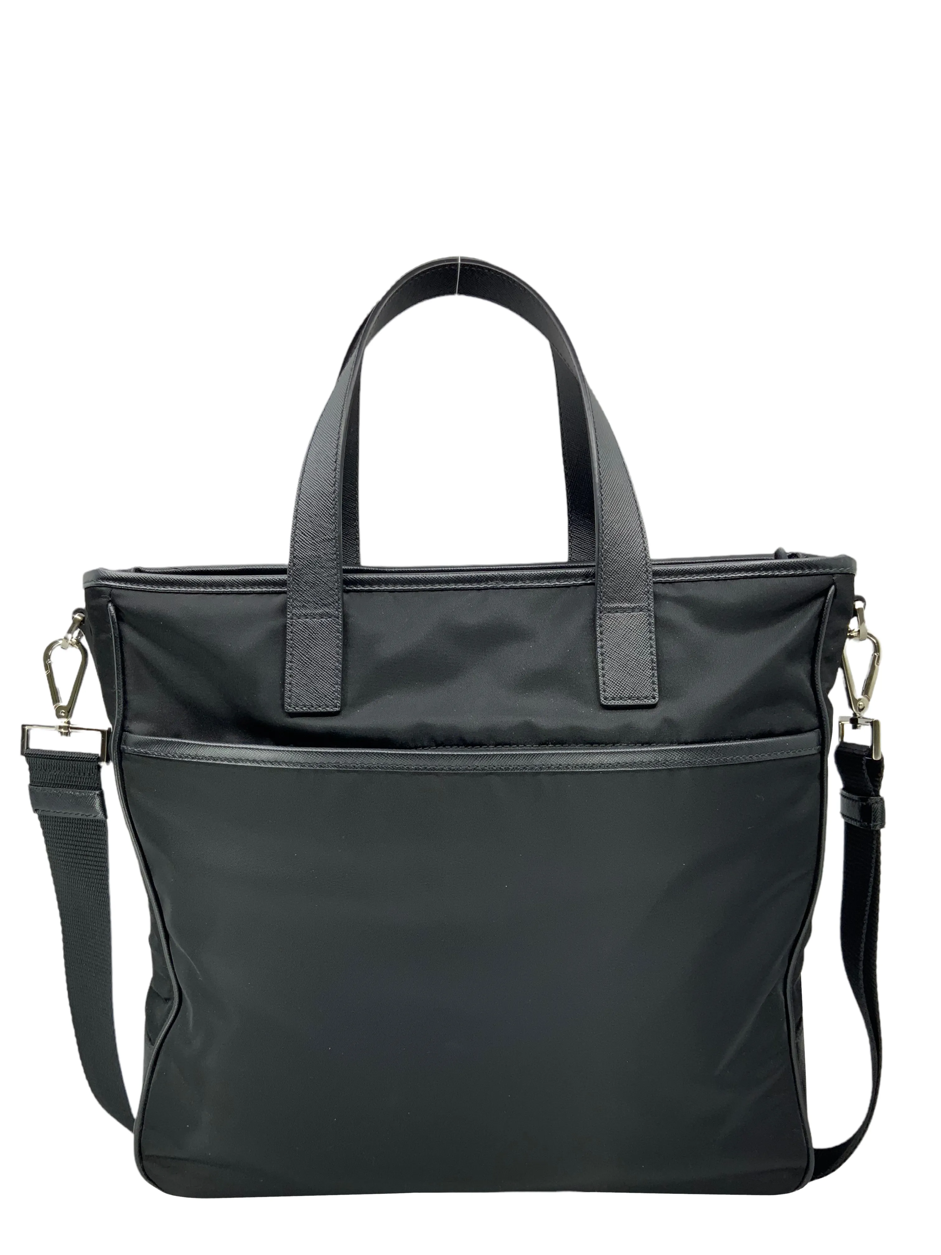 PRADA Zip Convertible Re-Nylon Shopping Tote with Saffiano