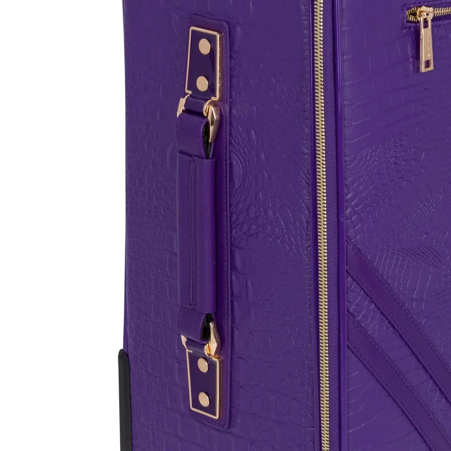 Purple Apollo 2 Faux Crocodile Skin 2 Piece Suitcases