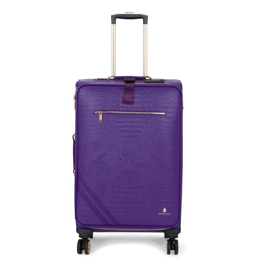 Purple Apollo 2 Faux Crocodile Skin 2 Piece Suitcases