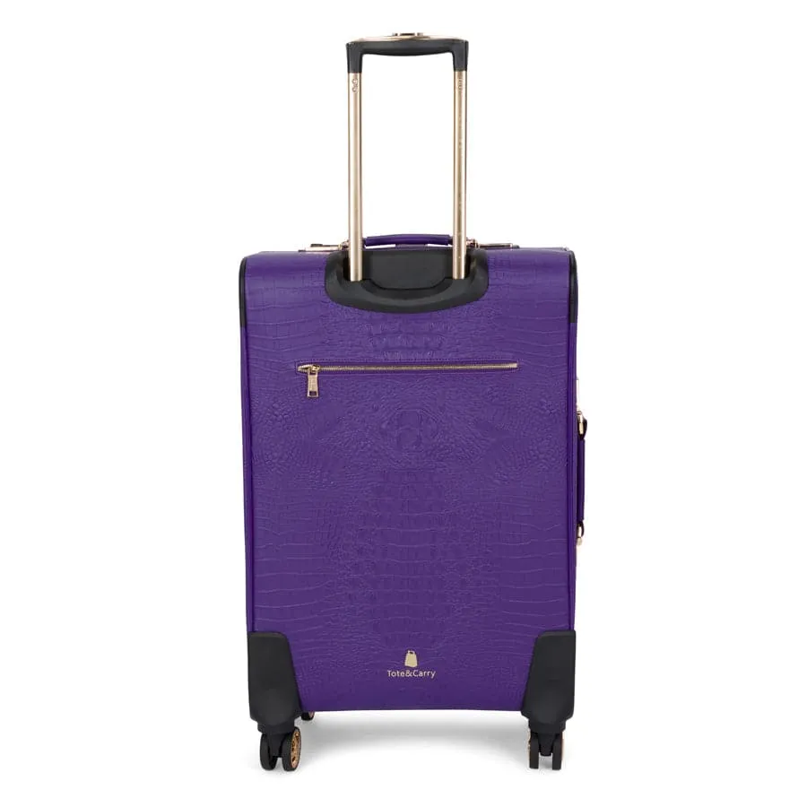 Purple Apollo 2 Faux Crocodile Skin 2 Piece Suitcases