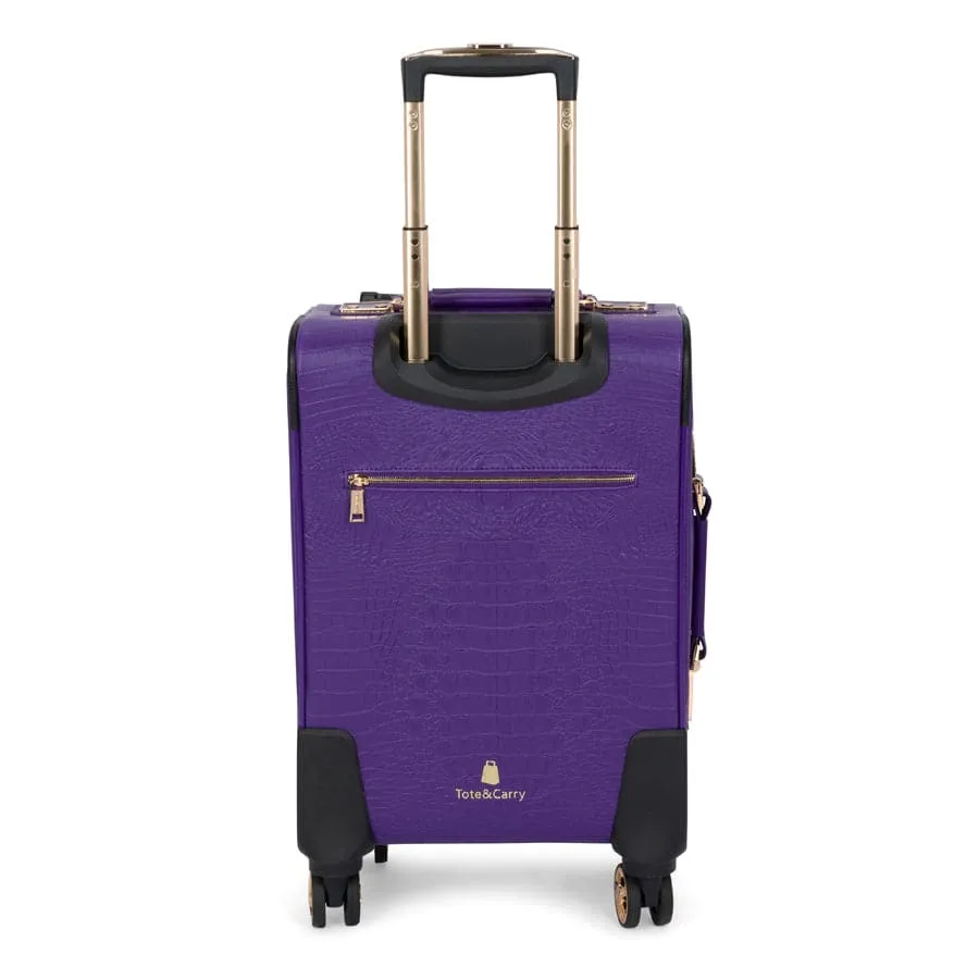 Purple Apollo 2 Faux Crocodile Skin 2 Piece Suitcases