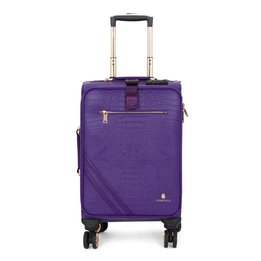 Purple Apollo 2 Faux Crocodile Skin 2 Piece Suitcases