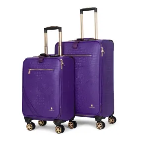 Purple Apollo 2 Faux Crocodile Skin 2 Piece Suitcases