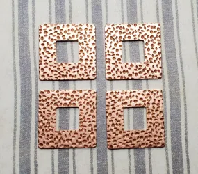 Rose Gold Ox Hammered Brass Square Stampings (4) - RGBF7