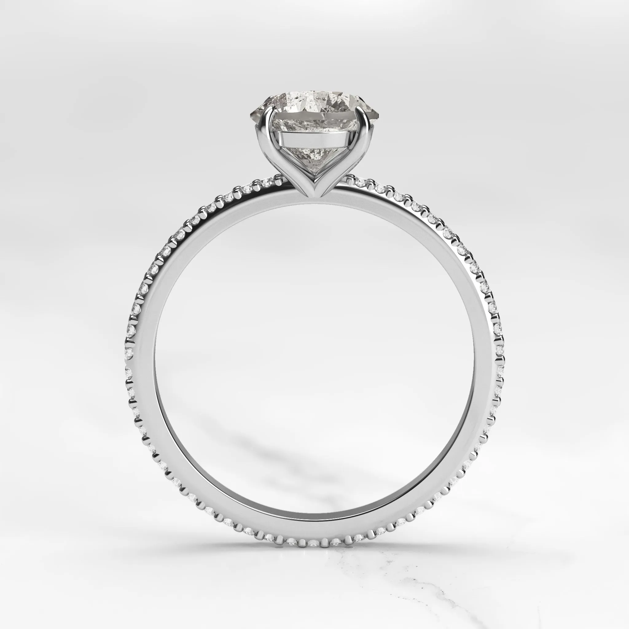 Round Full Pave Salt & Pepper Diamond Ring