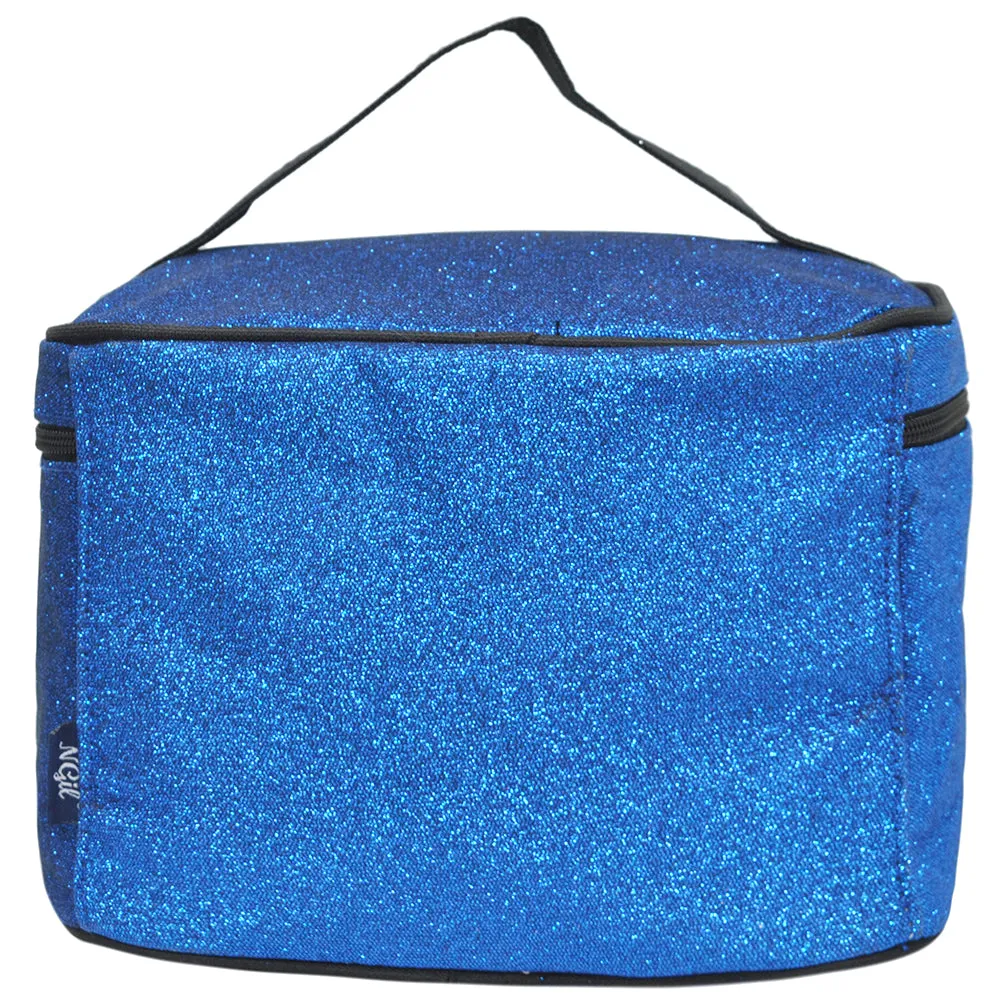 Royal Blue Glitter NGIL Large Top Handle Cosmetic Case