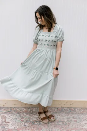 Sage Floral Embroidery Dress