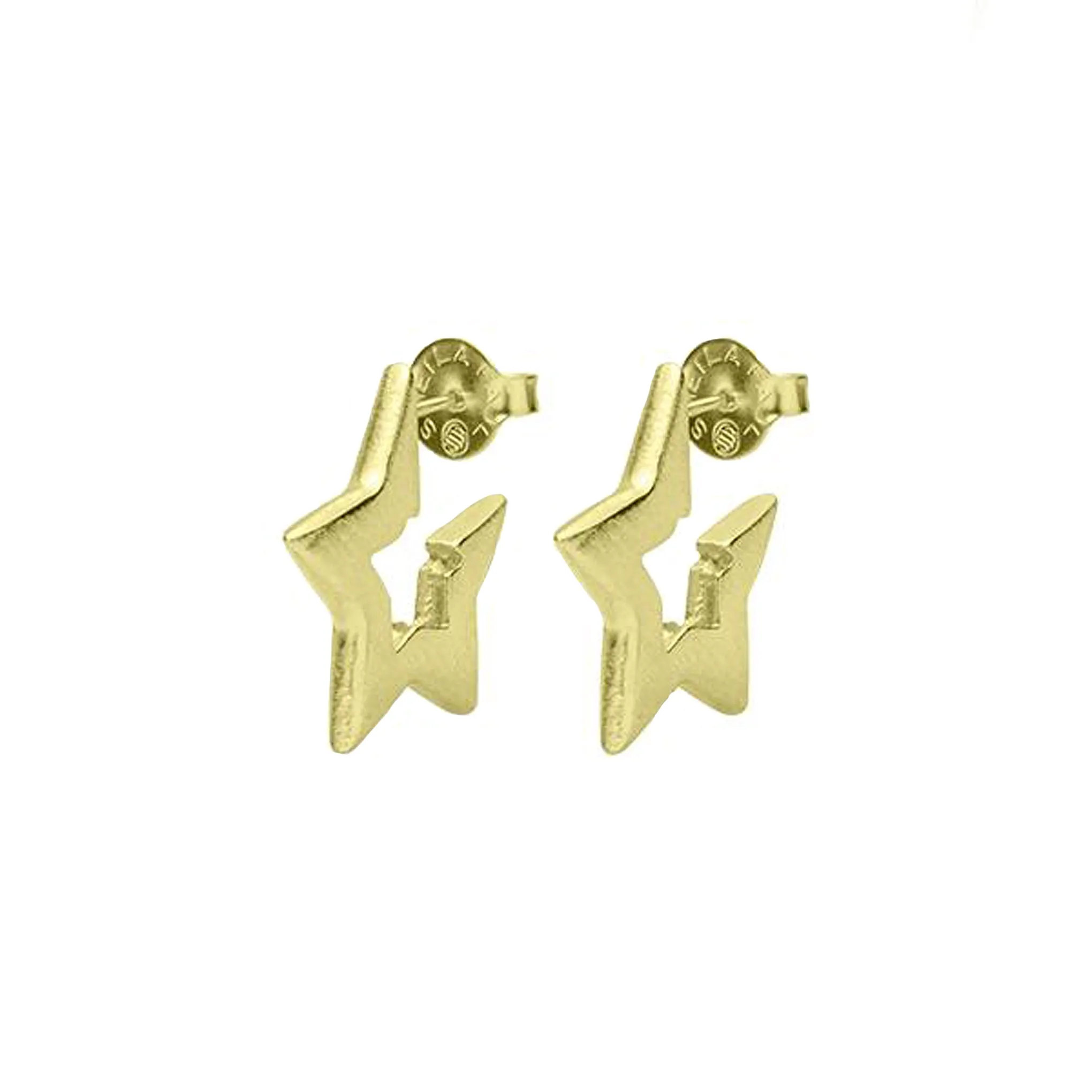 Sheila Fajl Medium Marilyn Star Huggie Hoop Earrings in Brushed Gold Plated