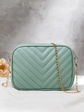 Shein Inspired - Chevron Crossbody Bag ~ Sea Mist