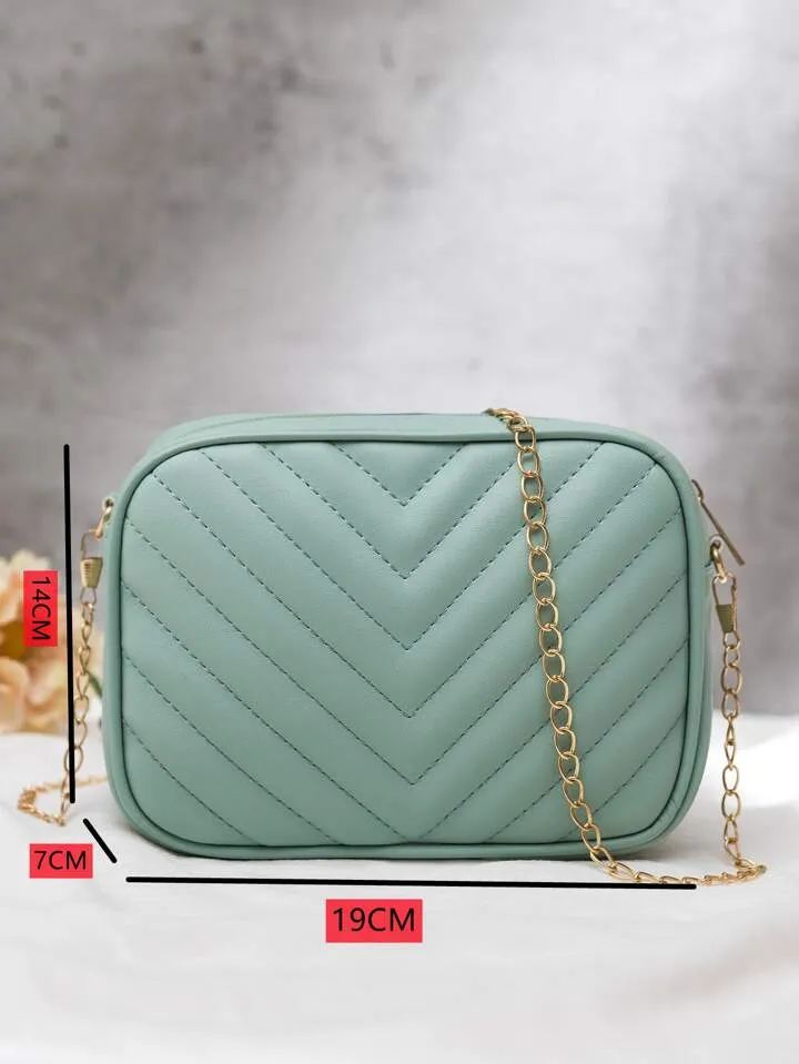 Shein Inspired - Chevron Crossbody Bag ~ Sea Mist