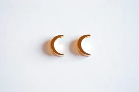 Shiny Gold Wholesale Crescent Moon Beads Charm-22k gold plated Sterling Silver Vermeil Gold Moon Beads, Gold Half Moon Charm Pendant, Gold Moon, 268