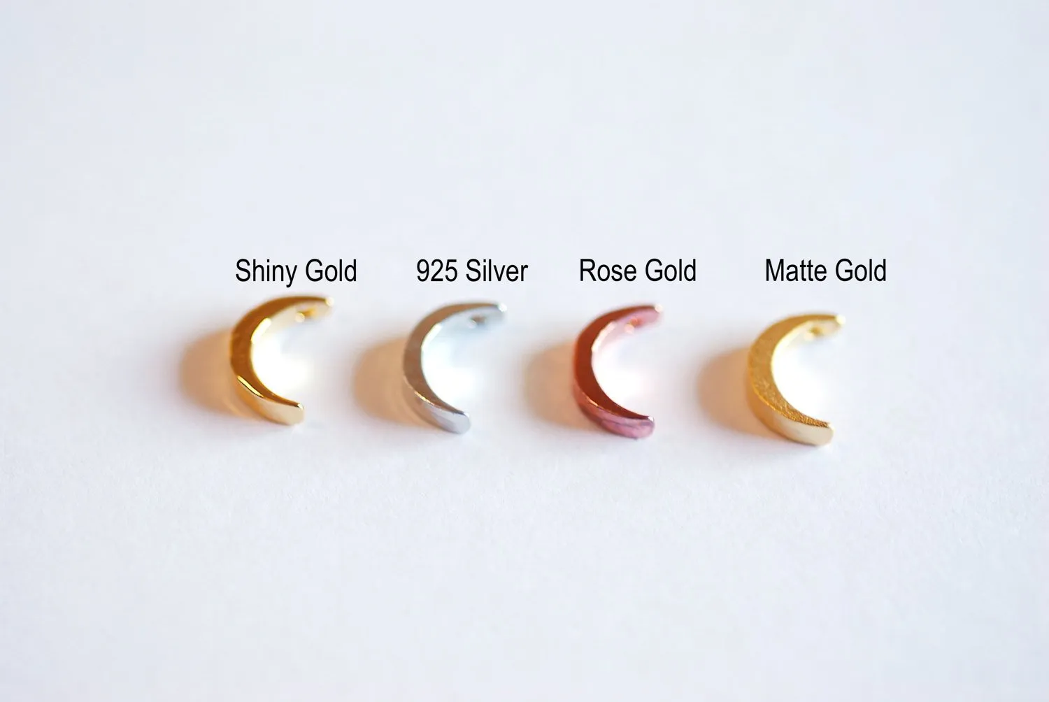 Shiny Gold Wholesale Crescent Moon Beads Charm-22k gold plated Sterling Silver Vermeil Gold Moon Beads, Gold Half Moon Charm Pendant, Gold Moon, 268