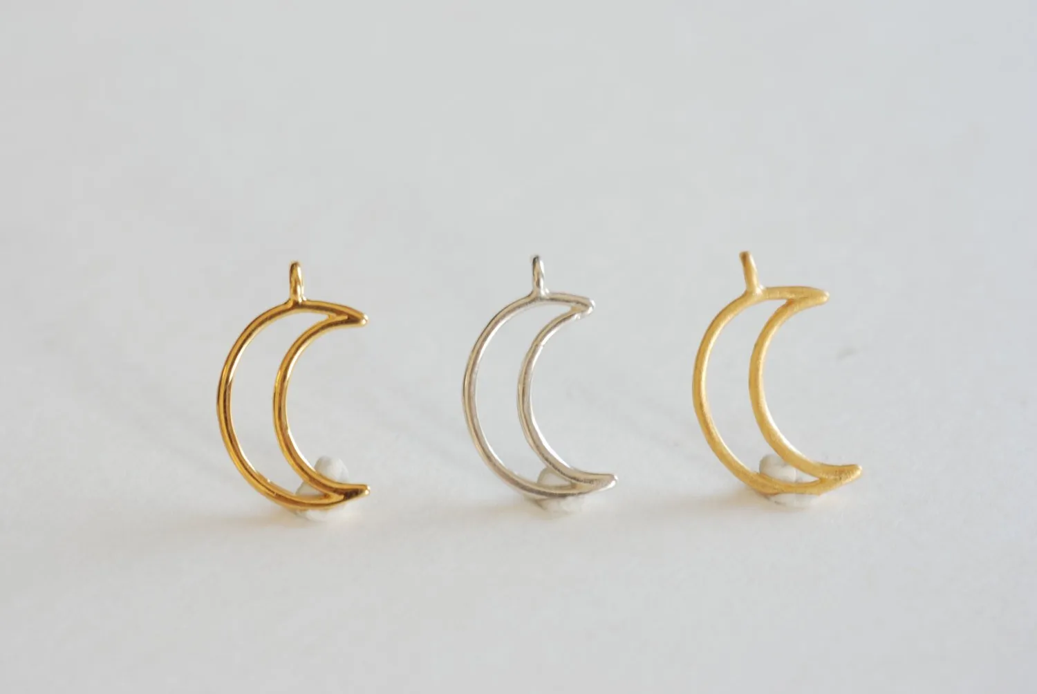 Shiny Vermeil Wholesale Gold Open Crescent Moon Charm- 18k gold plated over Sterling Silver Moon Charm,Gold Half Moon Charm,Gold Moon Charm, 52