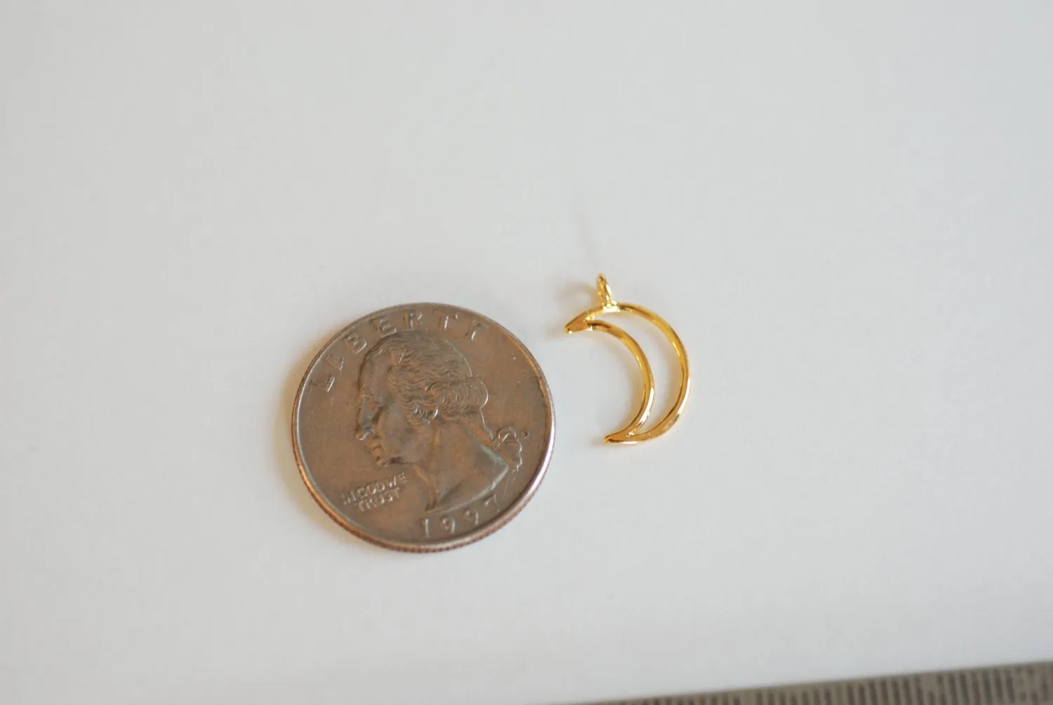 Shiny Vermeil Wholesale Gold Open Crescent Moon Charm- 18k gold plated over Sterling Silver Moon Charm,Gold Half Moon Charm,Gold Moon Charm, 52