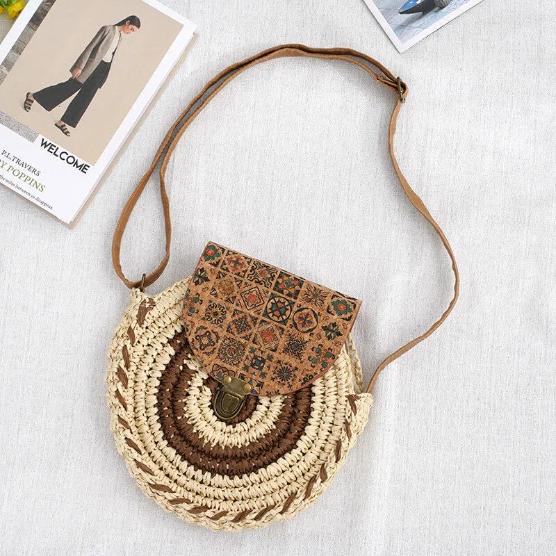 Shoulder Straw Bag Casual Handmade Beach Vacation Satchel Bag