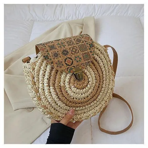 Shoulder Straw Bag Casual Handmade Beach Vacation Satchel Bag