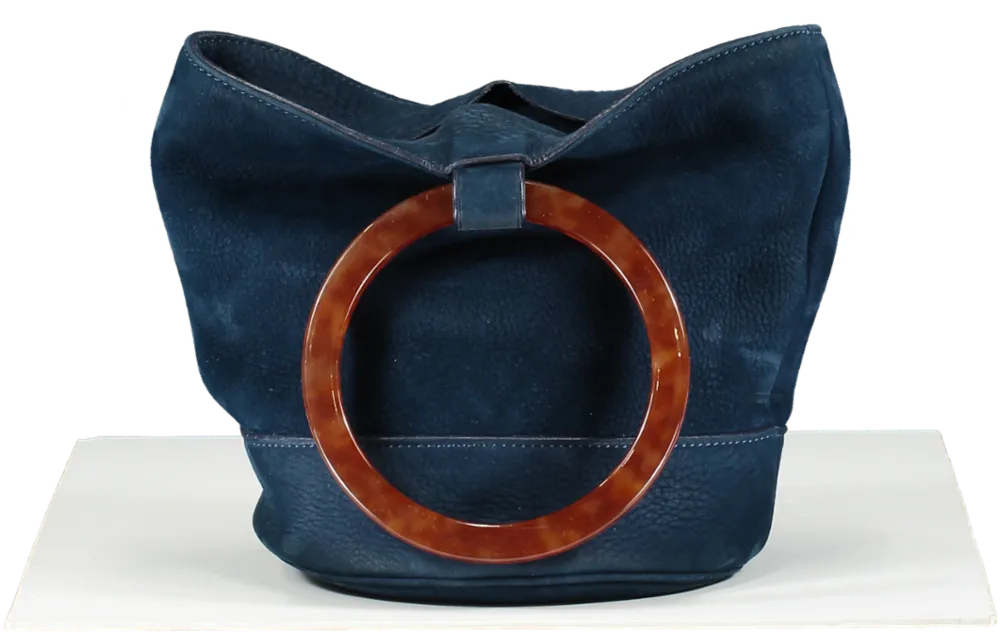 Simon Miller Blue Suede Bucket Bag One Size