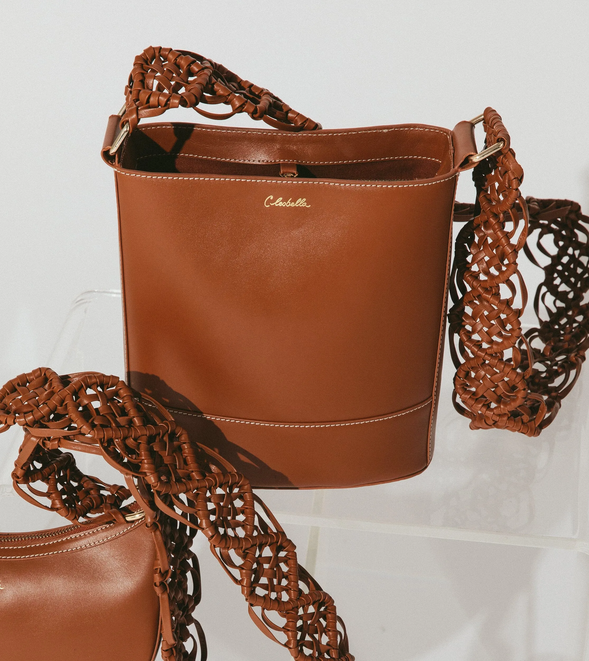 Siobhan Macrame Strap Bucket Bag | Brown