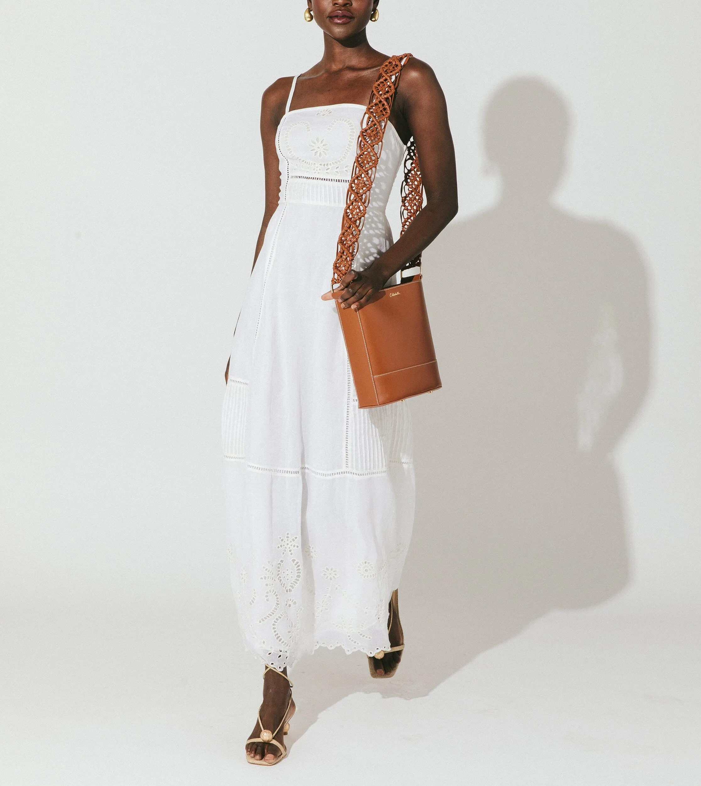 Siobhan Macrame Strap Bucket Bag | Brown