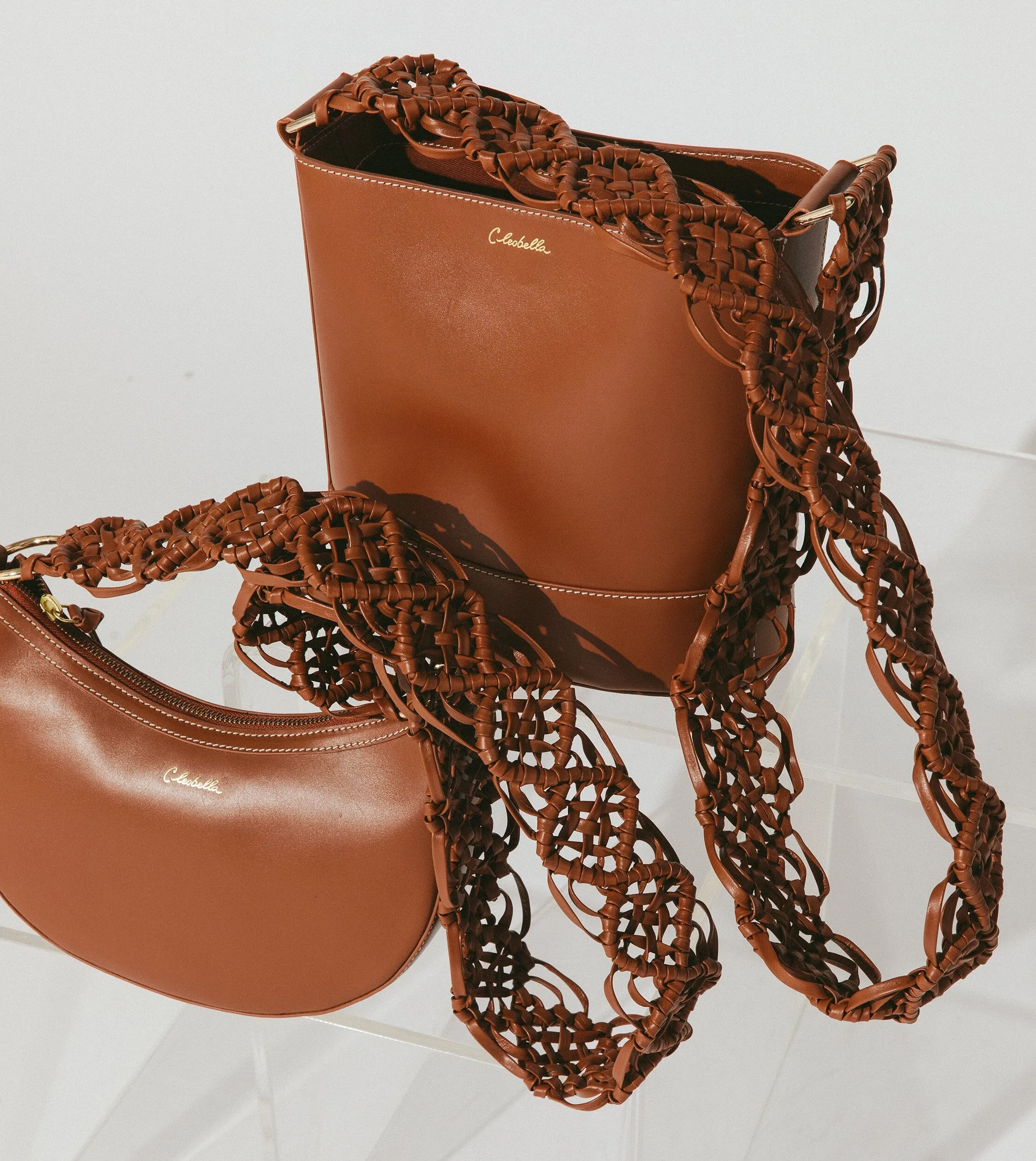 Siobhan Macrame Strap Bucket Bag | Brown