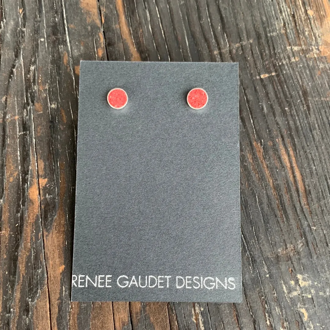 Small Stud Earrings SILVER   CONCRETE Red