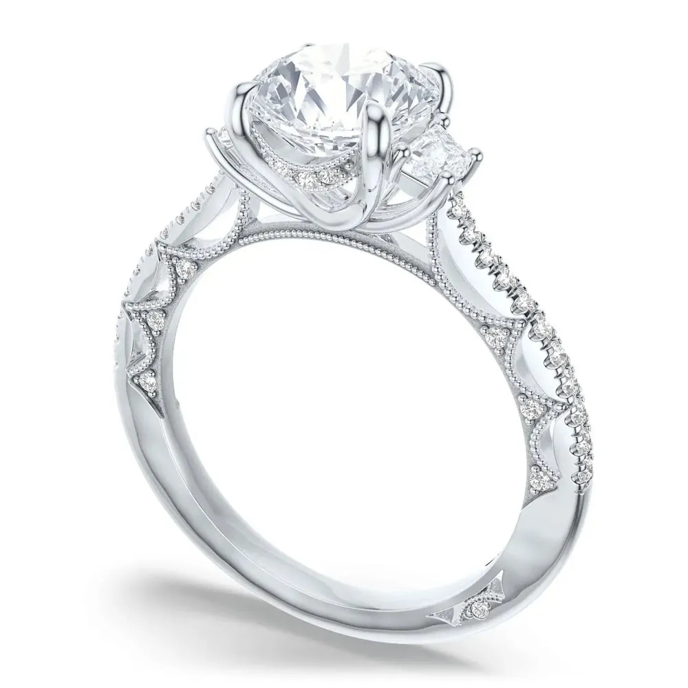 Tacori 18k Lunetta Crescent Round 3-Stone Engagement Ring