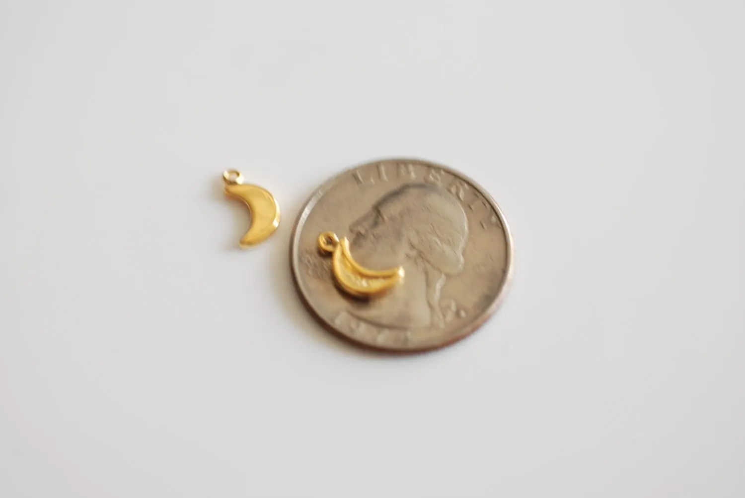 Vermeil Gold Wholesale Crescent Moon Charm- 18k gold over Sterling Silver, Half Moon, Shiny  moon, Charms, 26