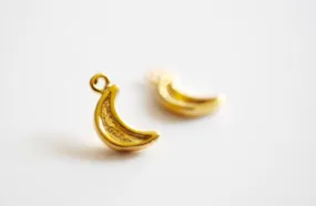 Vermeil Gold Wholesale Crescent Moon Charm- 18k gold over Sterling Silver, Half Moon, Shiny  moon, Charms, 26