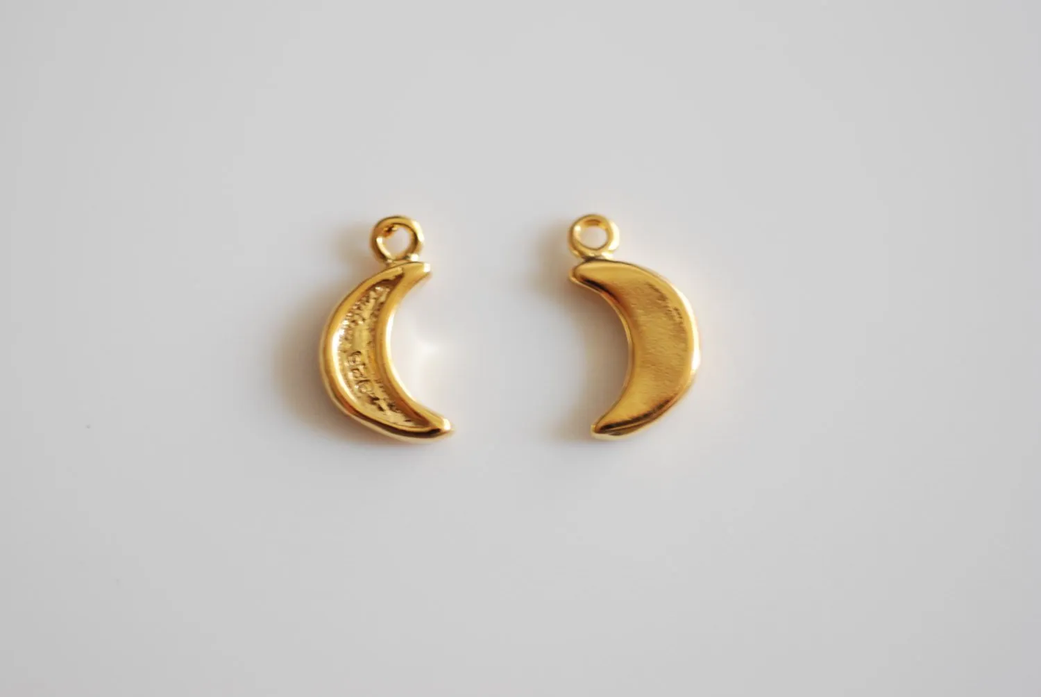 Vermeil Gold Wholesale Crescent Moon Charm- 18k gold over Sterling Silver, Half Moon, Shiny  moon, Charms, 26