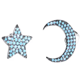 Women's Crescent Moon CZ Stud Earring